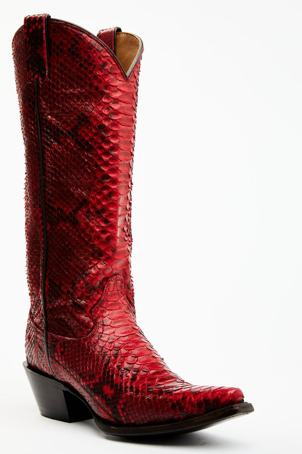 Slay Python Tall Western Boots - Snip Toe - Red