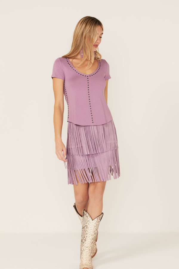 Honky Tonk Studded Top - Lavender