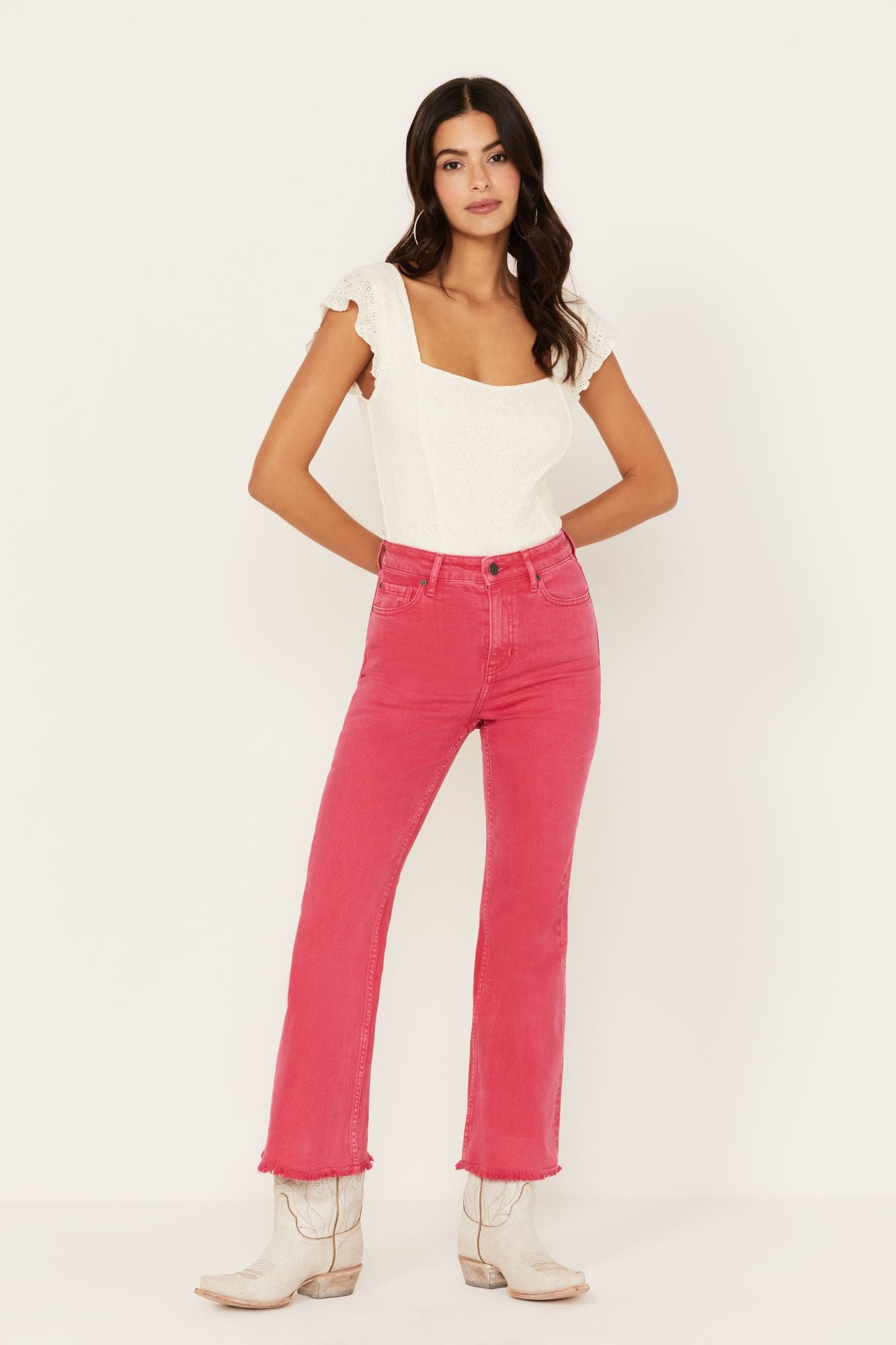 Cherry High Risin Kick Stretch Flare Jeans