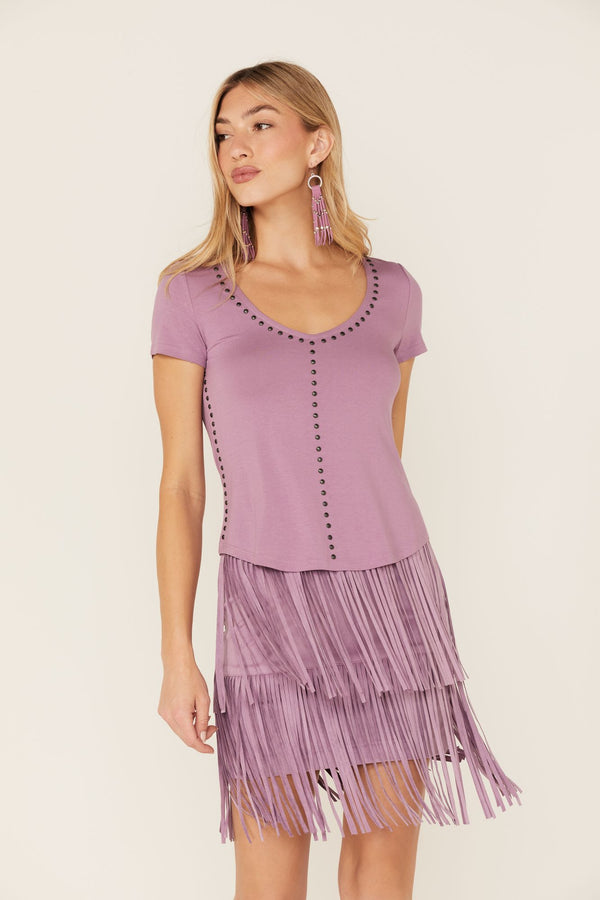 Honky Tonk Studded Top - Lavender
