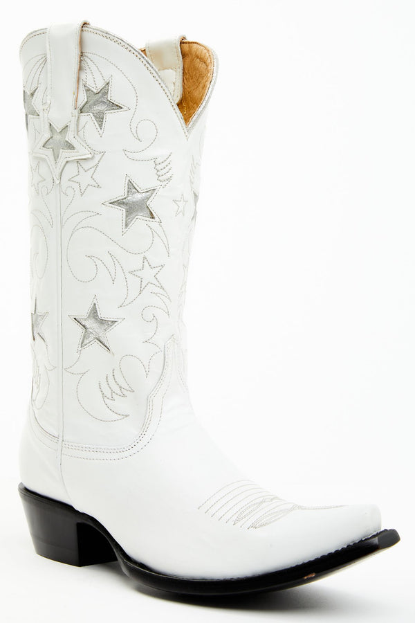 Star Gazer Western Boots - Snip Toe - White